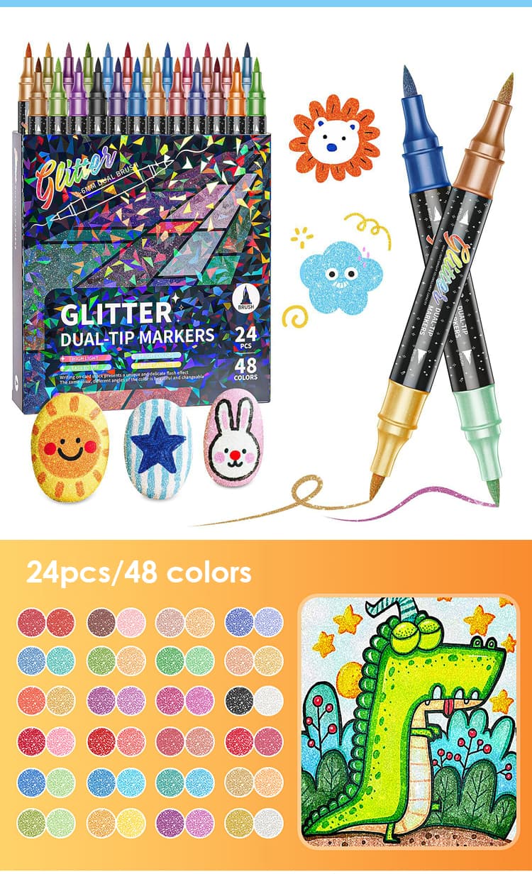 24 colors dual tip marker 