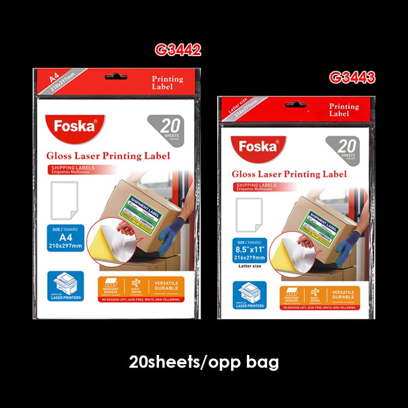 Letter Size Gloss Laser Printing Label
